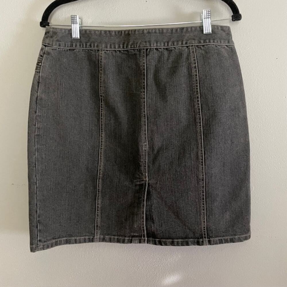 City DKNY Gray Black Denim Mini Skirt Zip Pocket Y2K Size 10 Y2K Grunge Edgy